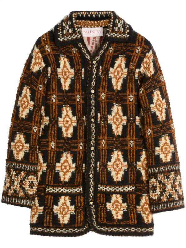 browns Valentino Garavani Patterned Cardi-Coat | Browns Single Breasted Coats