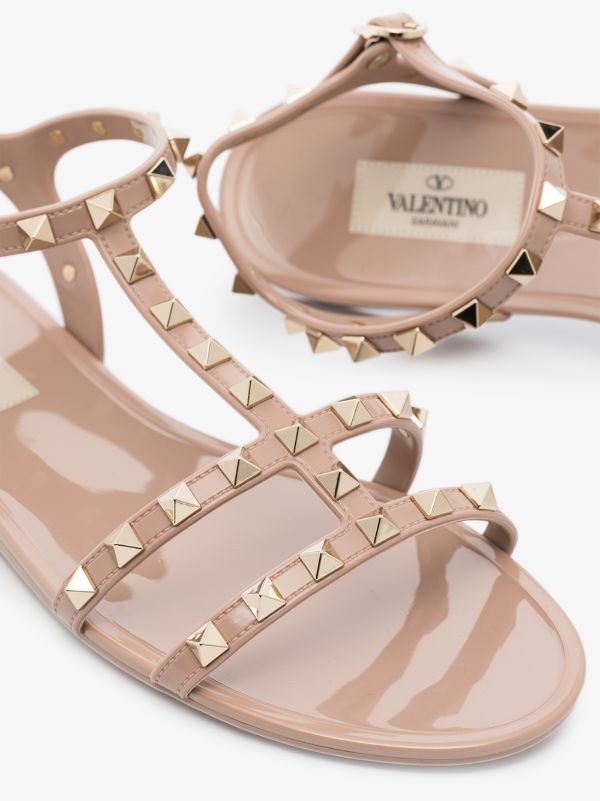 Browns Valentino Garavani Pink Rockstud Rubber Sandals | Browns Sandals