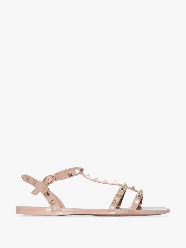 browns Valentino Garavani pink Rockstud rubber sandals | Browns Sandals