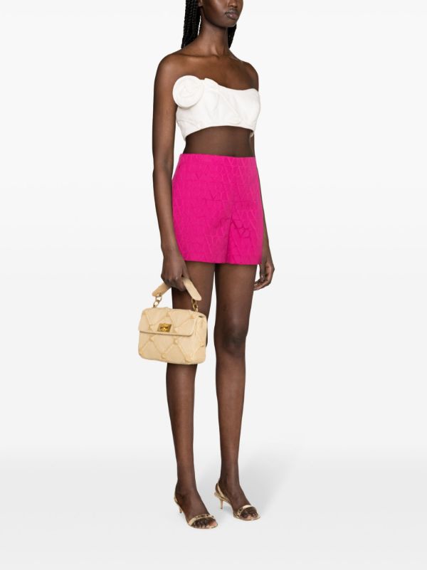 Browns Valentino Garavani Pink VLogo Jacquard Tailored Shorts | Browns Short & Mini Shorts
