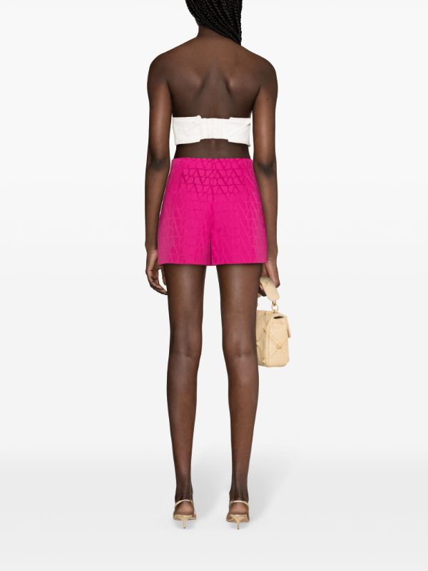 Browns Valentino Garavani Pink VLogo Jacquard Tailored Shorts | Browns Short & Mini Shorts