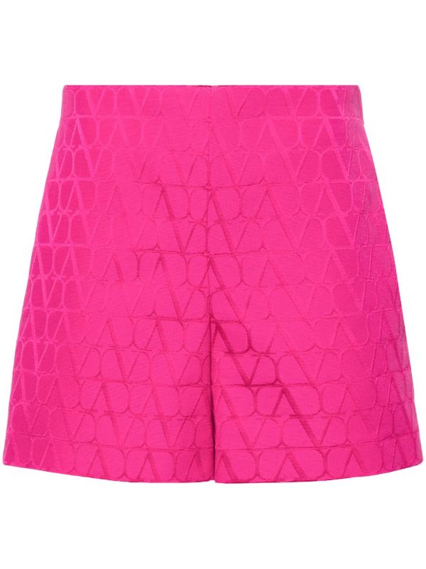 browns Valentino Garavani Pink VLogo Jacquard Tailored Shorts | Browns Short & Mini Shorts