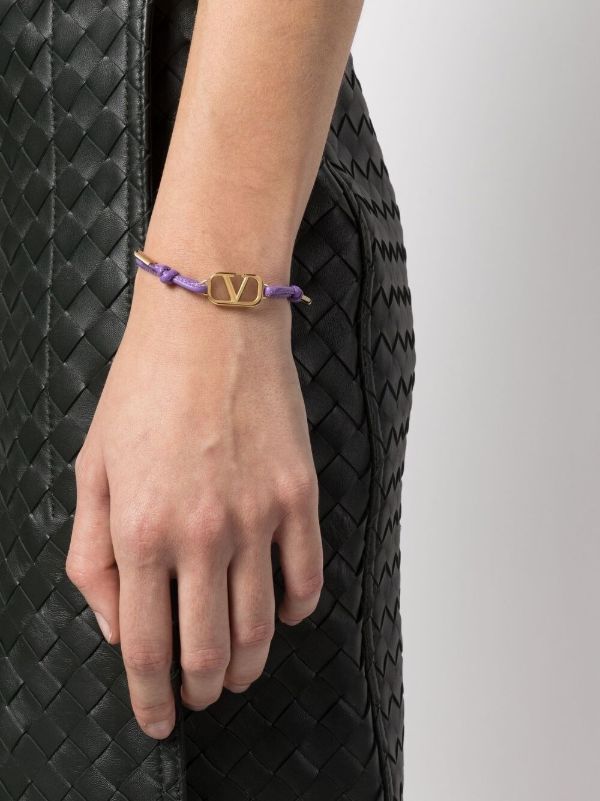 Browns Valentino Garavani Purple Leather VLogo Signature Bracelet | Browns Bracelets