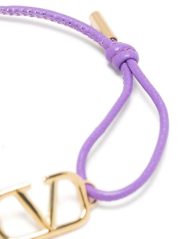 Browns Valentino Garavani Purple Leather VLogo Signature Bracelet | Browns Bracelets