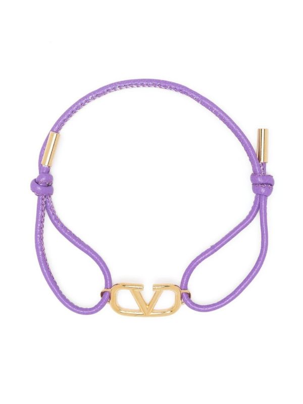 browns Valentino Garavani Purple Leather VLogo Signature Bracelet | Browns Bracelets