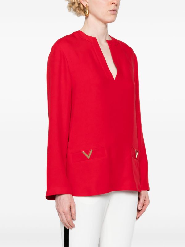 Browns Valentino Garavani Red V Gold Silk Shirt | Browns Shirts
