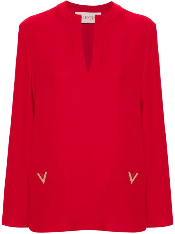 browns Valentino Garavani red V Gold silk shirt | Browns Shirts