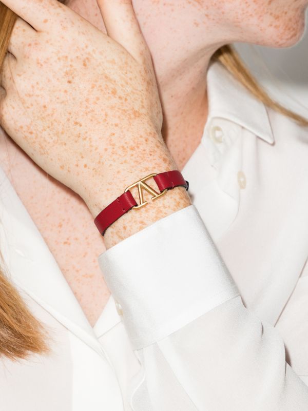 Browns Valentino Garavani Red VLogo Signature Leather Bracelet | Browns Bracelets
