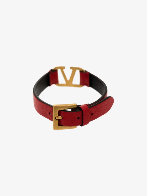 Browns Valentino Garavani Red VLogo Signature Leather Bracelet | Browns Bracelets
