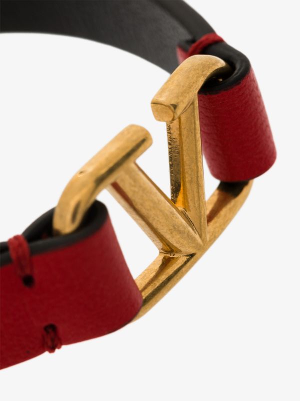 Browns Valentino Garavani Red VLogo Signature Leather Bracelet | Browns Bracelets