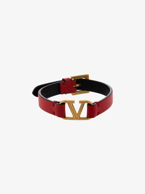 browns Valentino Garavani red VLogo Signature leather bracelet | Browns Bracelets