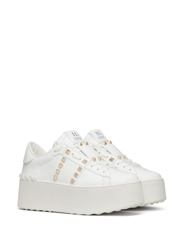 Browns Valentino Garavani White Rockstud Flatform Sneakers | Browns Sneakers