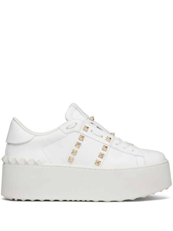 browns Valentino Garavani White Rockstud Flatform Sneakers | Browns Sneakers