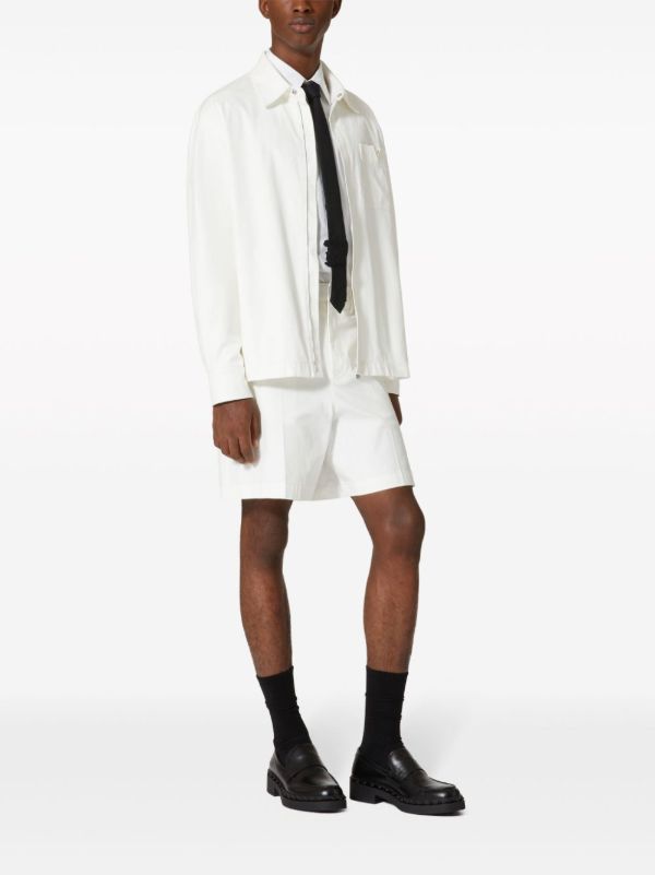 Browns Valentino Garavani White V-detail Canvas Bermuda Shorts | Browns Bermuda Shorts