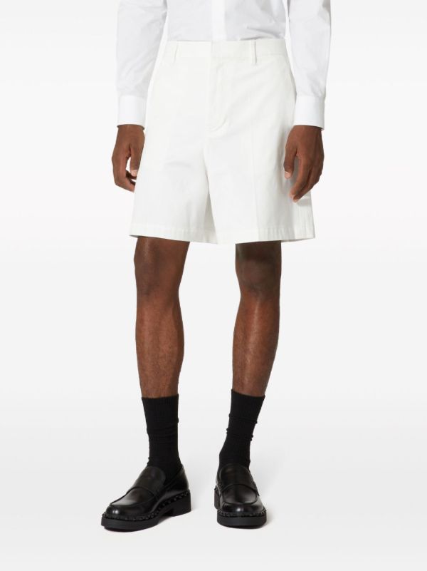 Browns Valentino Garavani White V-detail Canvas Bermuda Shorts | Browns Bermuda Shorts