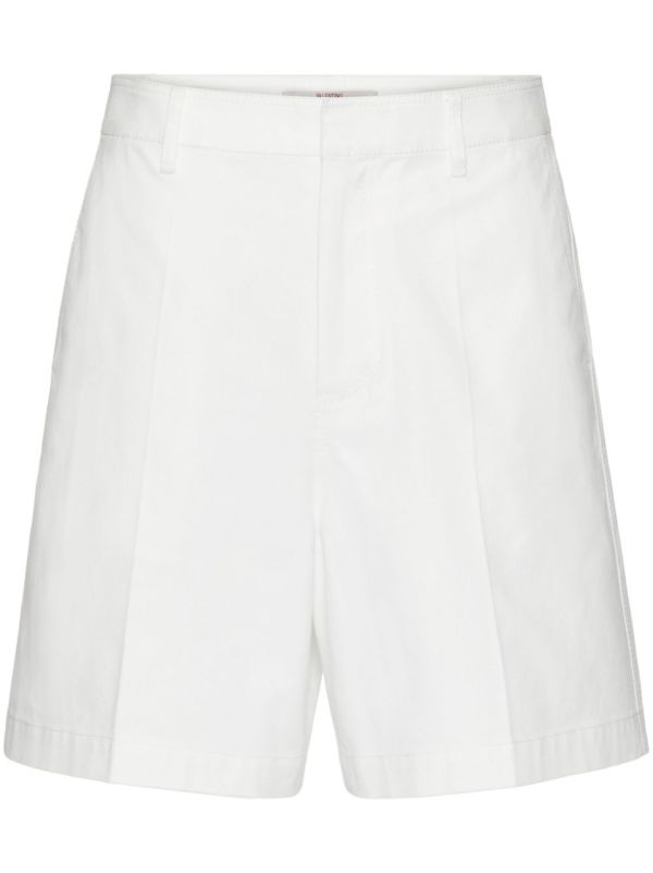browns Valentino Garavani White V-detail Canvas Bermuda Shorts | Browns Bermuda Shorts