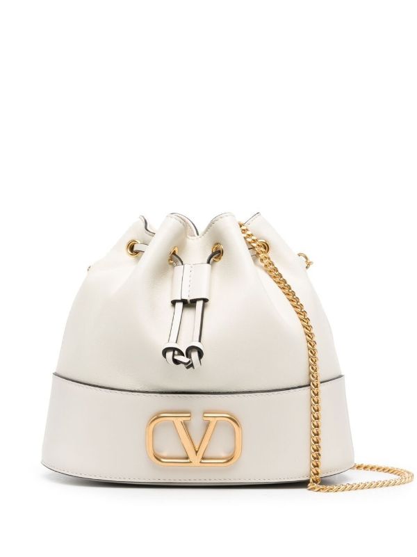 browns Valentino Garavani white VLogo Signature mini bucket bag | Browns Bucket Bags