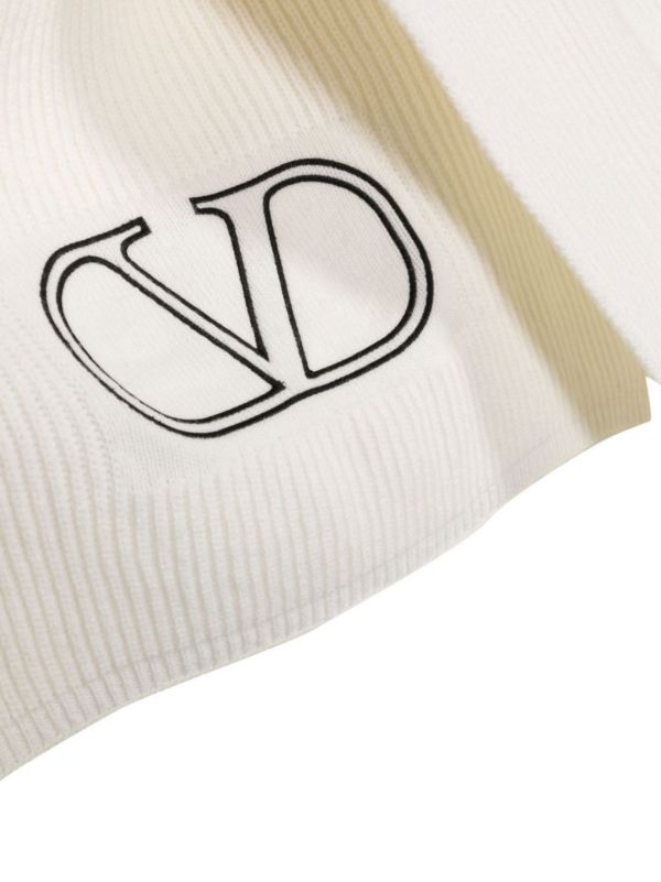 Browns Valentino Garavani White VLogo Signature Ribbed Knit Scarf | Browns Scarves