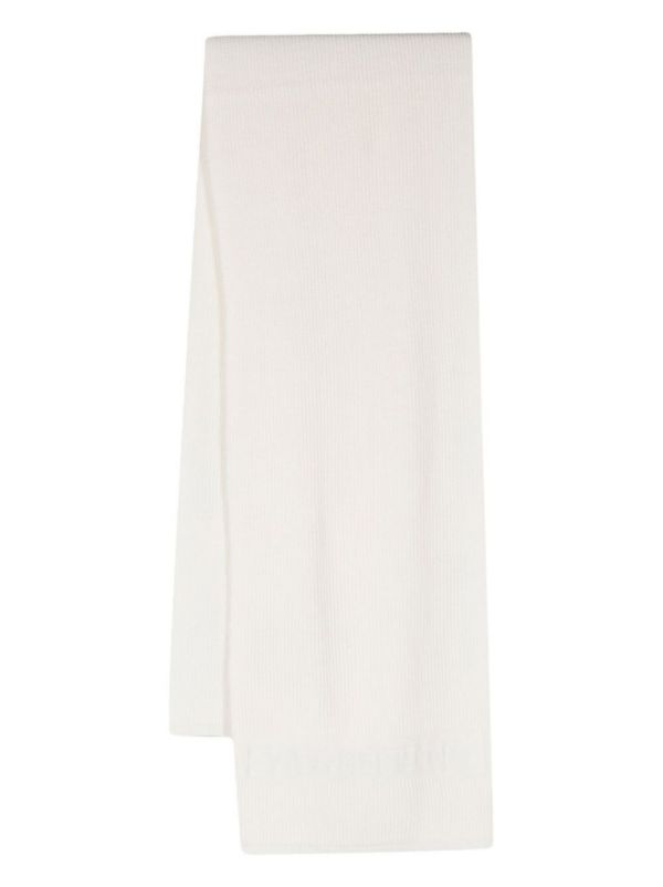 browns Valentino Garavani White VLogo Signature ribbed knit scarf | Browns Scarves