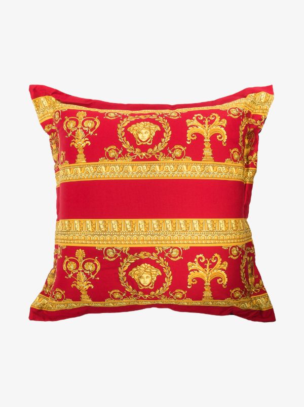 Browns Versace Black And Red I Love Baroque Print Reversible Cushion | Browns Cushions
