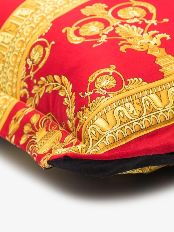 Browns Versace Black And Red I Love Baroque Print Reversible Cushion | Browns Cushions