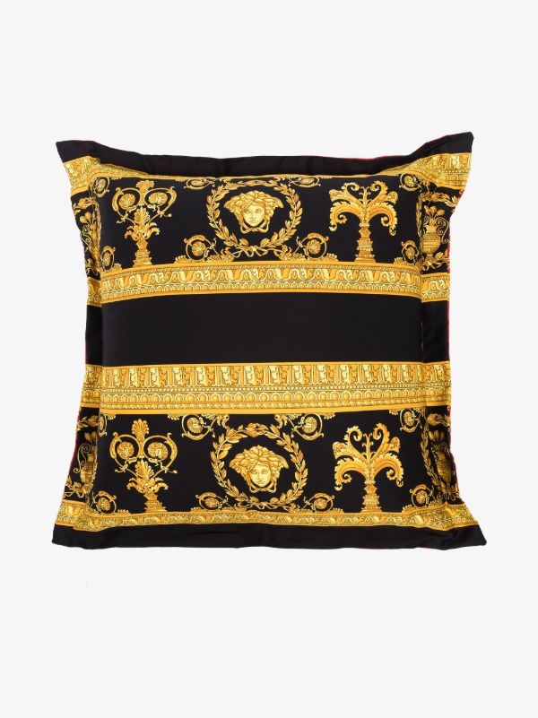 browns Versace Black and Red I Love Baroque Print Reversible Cushion | Browns Cushions