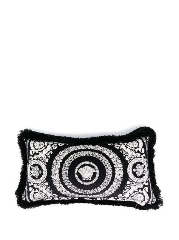 Browns Versace Black Barocco Foulard Logo Velvet Cushion | Browns Cushions
