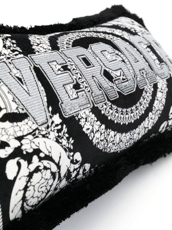 Browns Versace Black Barocco Foulard Logo Velvet Cushion | Browns Cushions