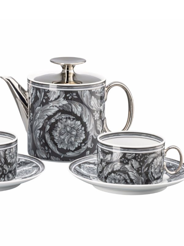 Browns Versace Black Barocco Haze Porcelain Tea Set | Browns Cups & Tea Sets