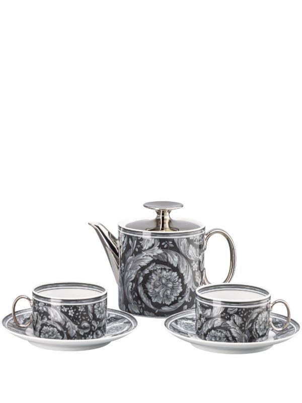 browns Versace Black Barocco Haze Porcelain Tea Set | Browns Cups & Tea Sets
