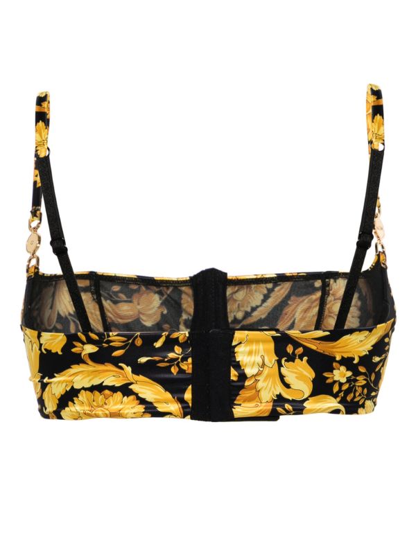 Browns Versace Black Barocco Print Balconette Bra | Browns Bras