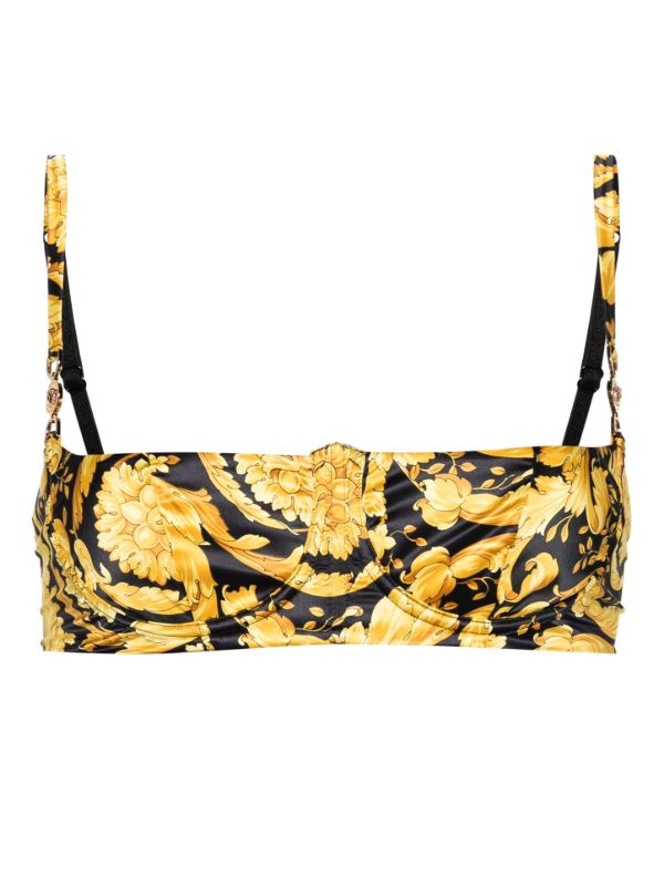 browns Versace Black Barocco Print Balconette Bra | Browns Bras
