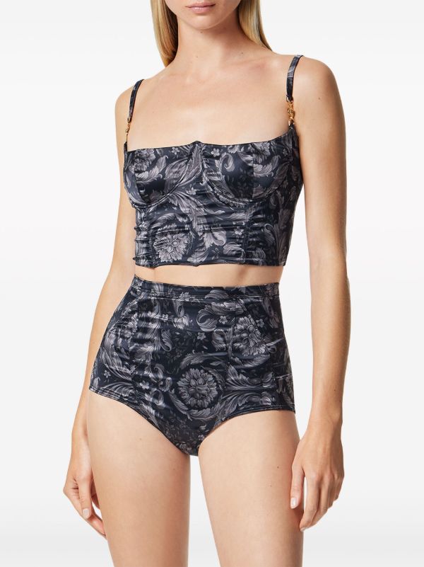 Browns Versace Black Barocco Satin Briefs | Browns Panties