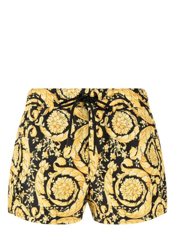 browns Versace black baroque print swim shorts | Browns Swim & Board Shorts
