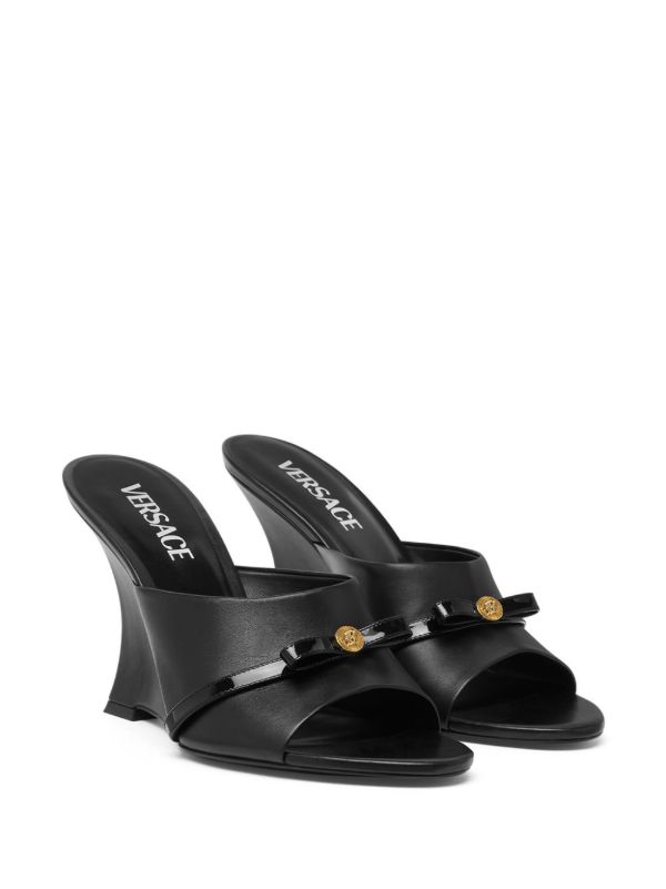 Browns Versace Black Gianni Ribbon 95 Leather Mules | Browns Mules