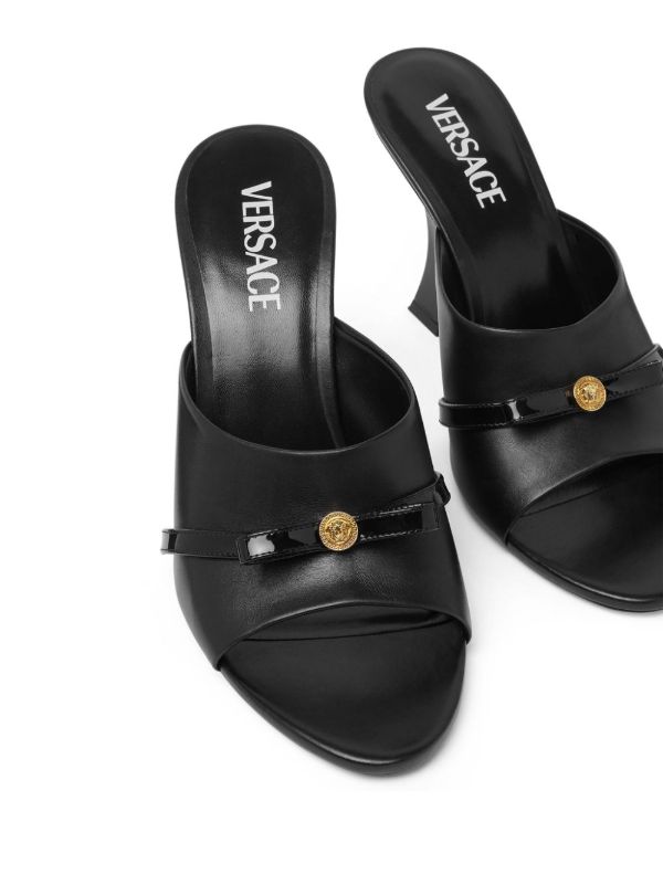 Browns Versace Black Gianni Ribbon 95 Leather Mules | Browns Mules