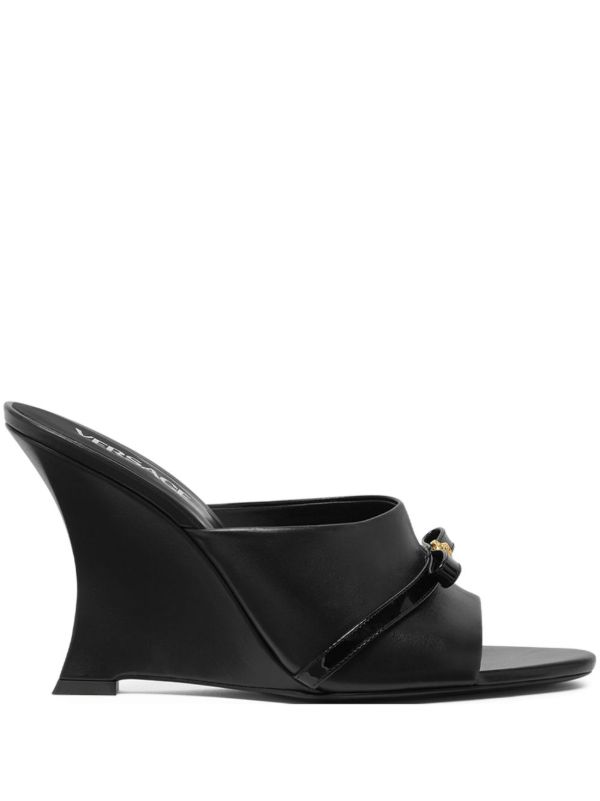browns Versace Black Gianni Ribbon 95 Leather Mules | Browns Mules