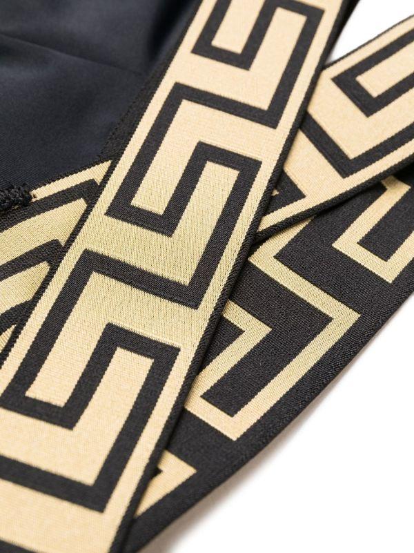 Browns Versace Black Greca Crossover Bikini Top | Browns Bikinis