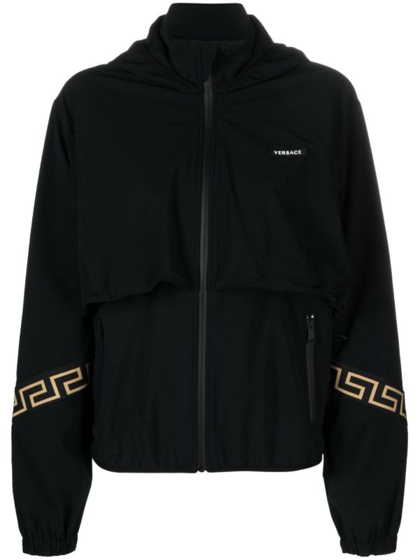 browns Versace Black Greca Print Track Jacket | Browns Performance Track Jackets