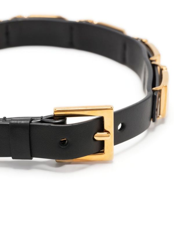 Browns Versace Black La Greca Leather Choker Necklace | Browns Necklaces