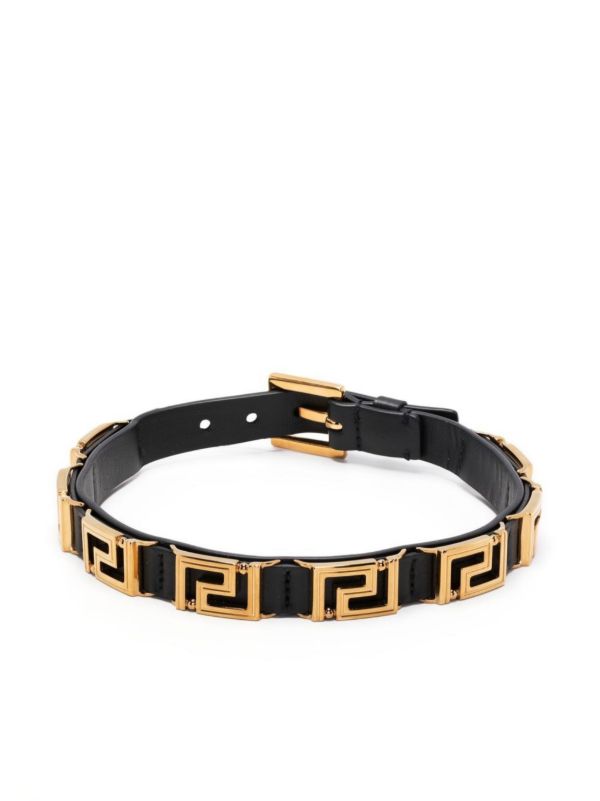 browns Versace black La Greca leather choker necklace | Browns Necklaces