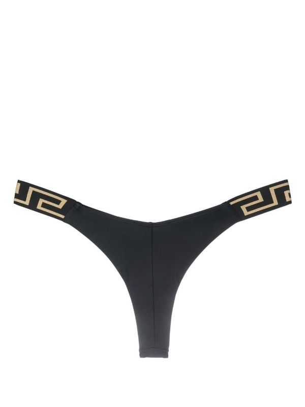 Browns Versace Black La Greca Thong Bikini Bottoms | Browns Bikinis