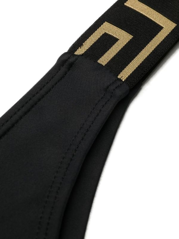 Browns Versace Black La Greca Thong Bikini Bottoms | Browns Bikinis