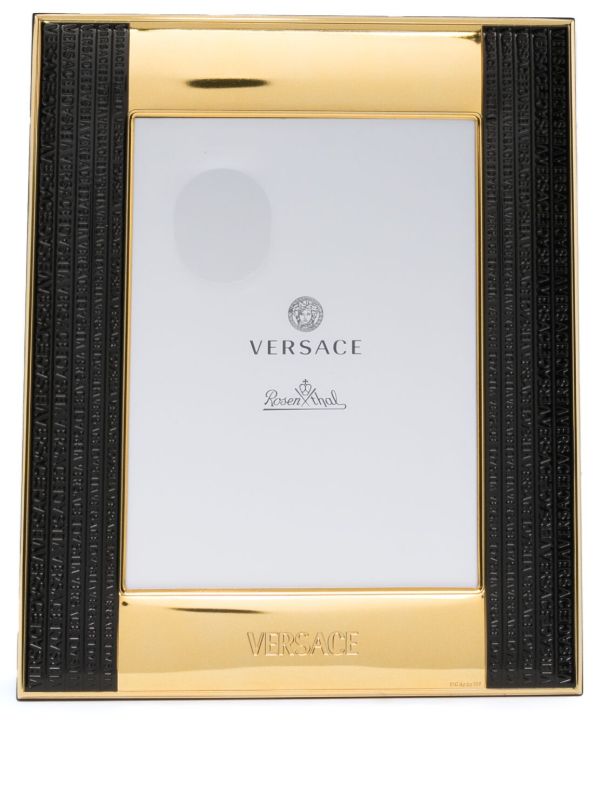 browns Versace Black Logo Debossed Photo Frame | Browns Picture & Photo Frames