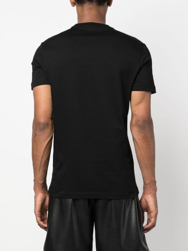 Browns Versace Black Logo Embroidered Cotton T-Shirt | Browns T-Shirts
