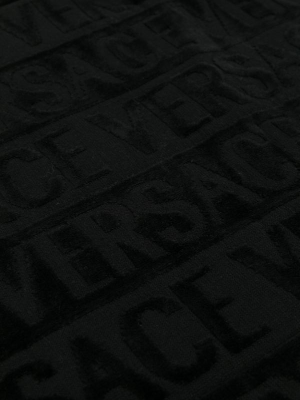 Browns Versace Black Logo-Jacquard Cotton Bath Mat | Browns Towels