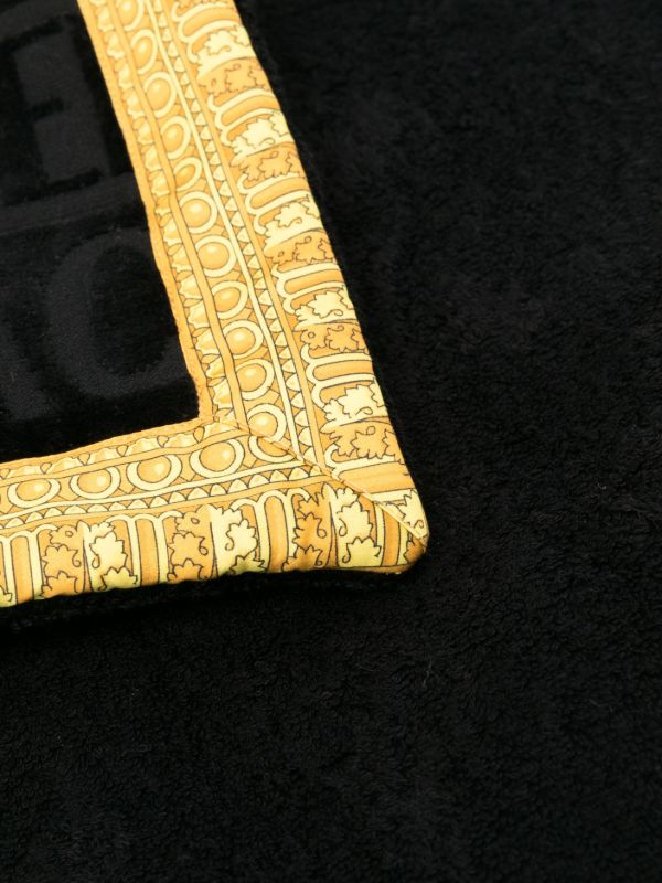 Browns Versace Black Logo-Jacquard Cotton Bath Mat | Browns Towels