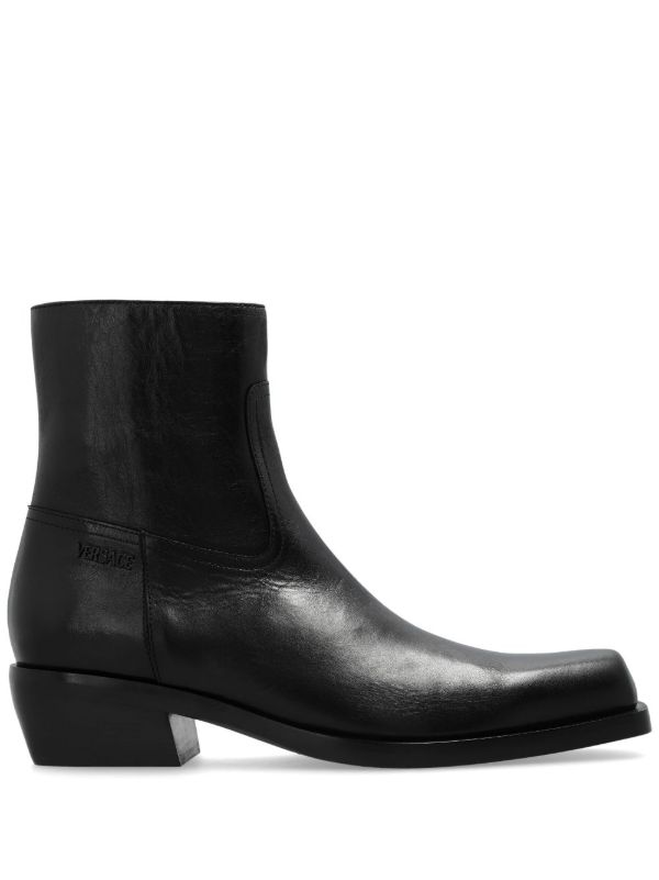 browns Versace Black Luciano 50 Leather Boots | Browns Boots