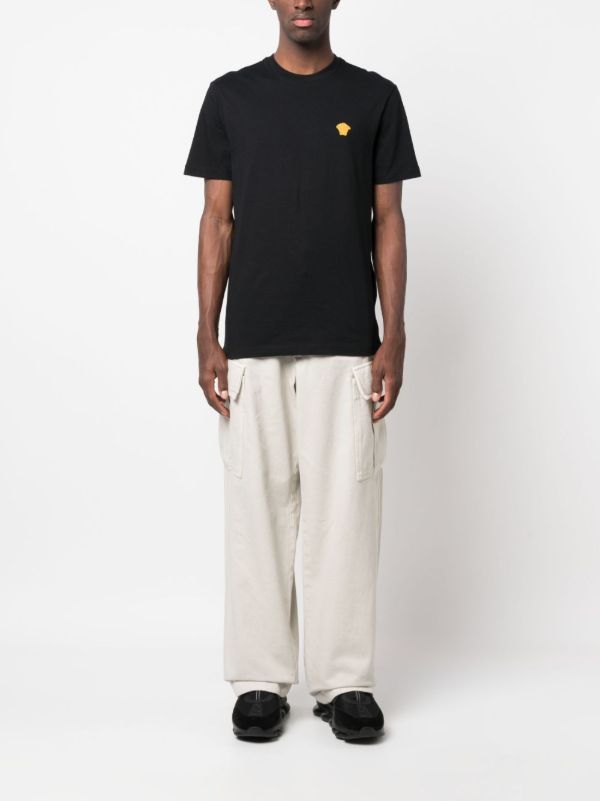 Browns Versace Black Medusa Embroidered Cotton T-shirt | Browns T-Shirts