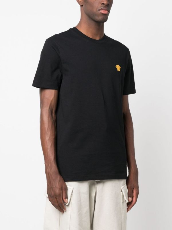 Browns Versace Black Medusa Embroidered Cotton T-shirt | Browns T-Shirts